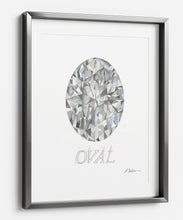 Oval Diamond Watercolor Rendering printed on Paper
