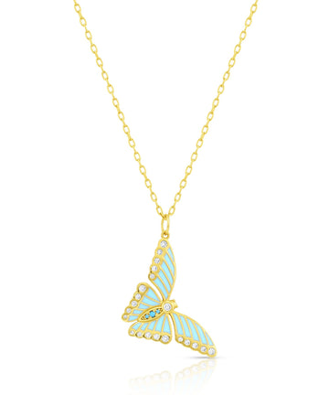 Zirconia, Turquoise & Enamel Butterfly Charm