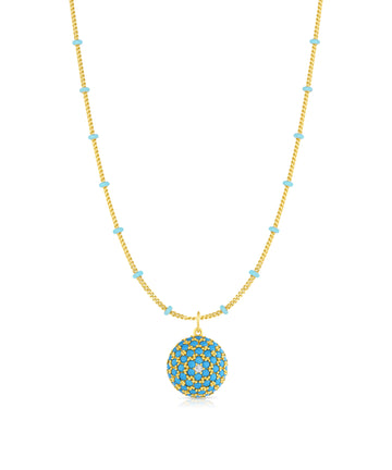 Turquoise & Zirconia Dome Pendant-YGV