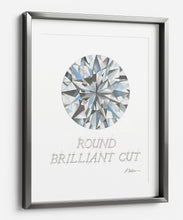 Round Brilliant Cut Diamond Watercolor Rendering printed on Paper