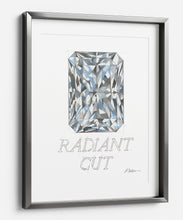 Radiant Cut Diamond Watercolor Rendering printed on Paper