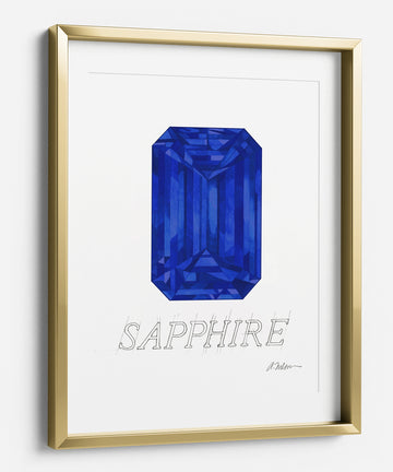 Sapphire Watercolor Rendering printed on Paper