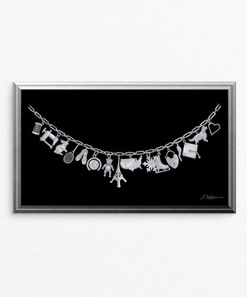 Silver Charm Necklace Watercolor Rendering printed on Paper