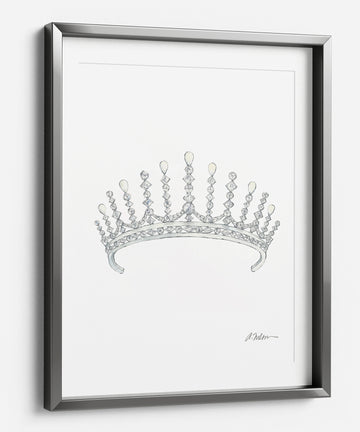 Diamond & Pearl Tiara Watercolor Rendering printed on Paper